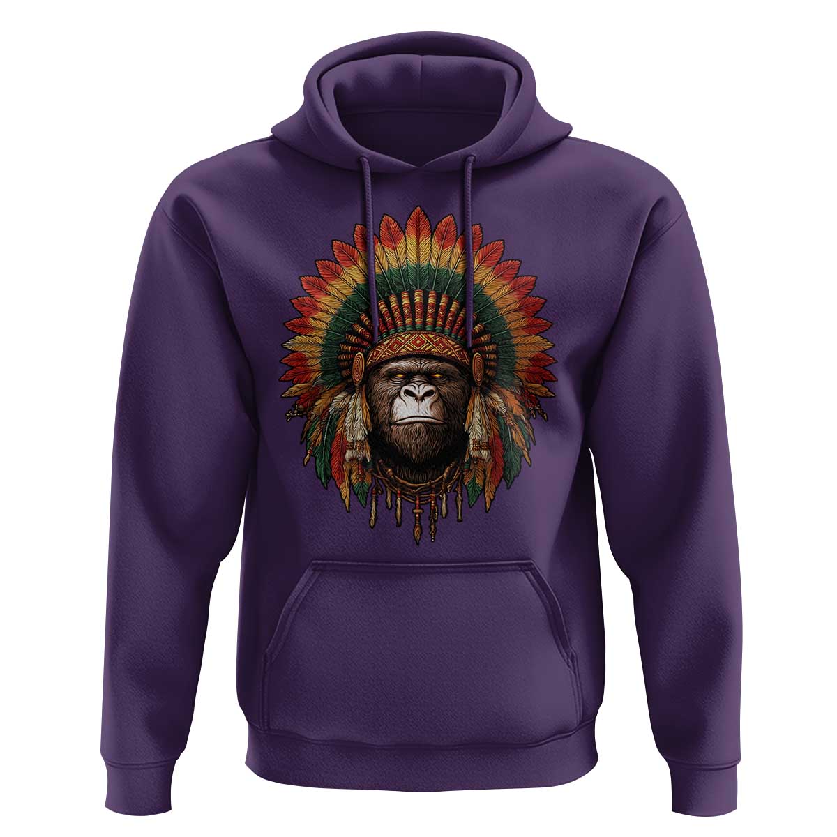 Bigfoot Native American Chief Sasquatch Wearing Headdress Hoodie - Wonder Print Shop
