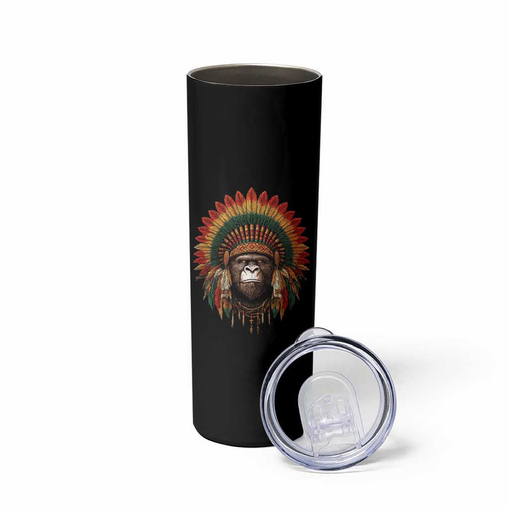 Bigfoot Native American Chief Sasquatch Wearing Headdress Skinny Tumbler - Wonder Print Shop