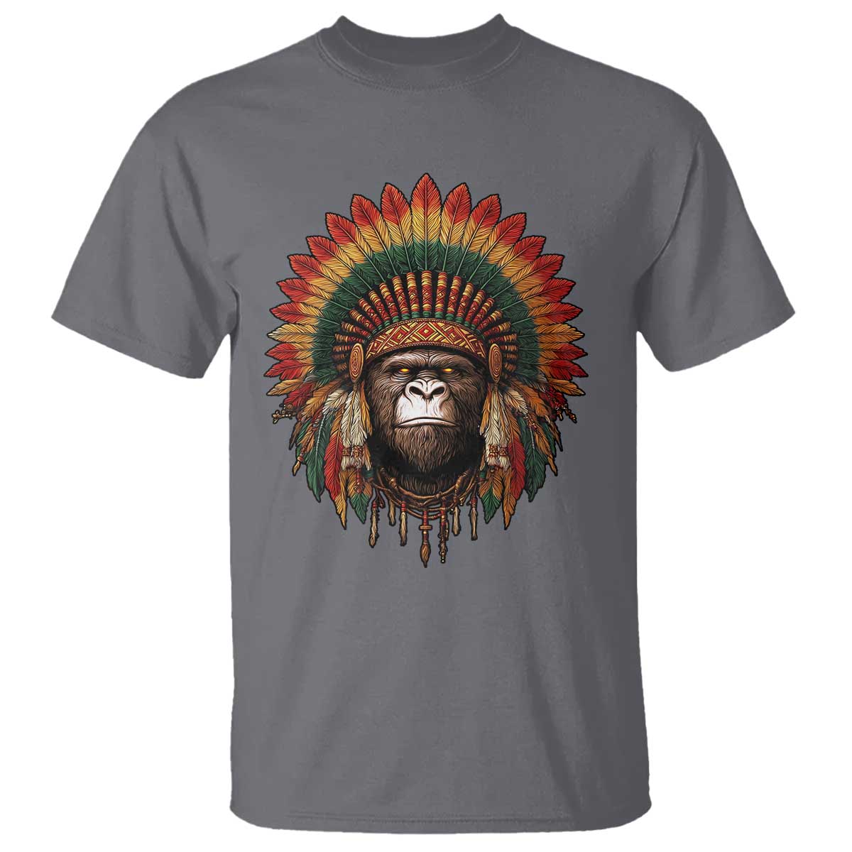 Bigfoot Native American Chief Sasquatch Wearing Headdress T Shirt - Wonder Print Shop