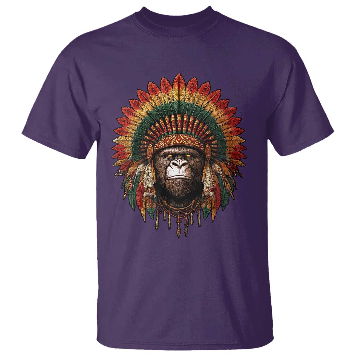 Bigfoot Native American Chief Sasquatch Wearing Headdress T Shirt - Wonder Print Shop