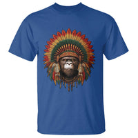 Bigfoot Native American Chief Sasquatch Wearing Headdress T Shirt - Wonder Print Shop
