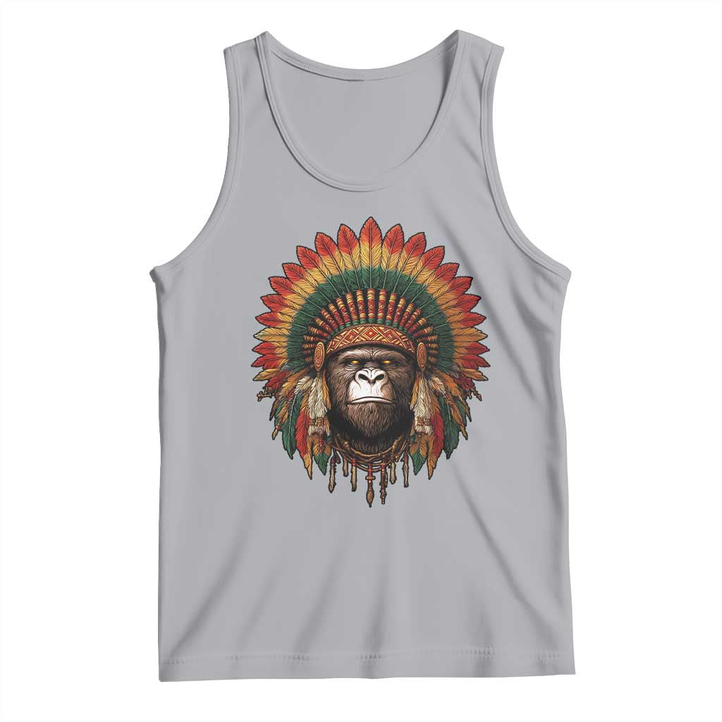 Bigfoot Native American Chief Sasquatch Wearing Headdress Tank Top - Wonder Print Shop