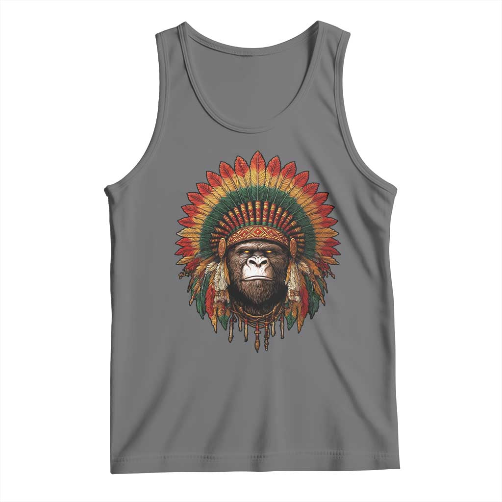 Bigfoot Native American Chief Sasquatch Wearing Headdress Tank Top - Wonder Print Shop