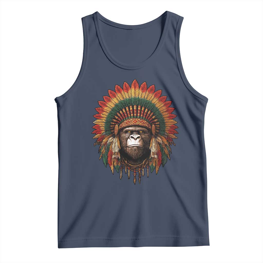 Bigfoot Native American Chief Sasquatch Wearing Headdress Tank Top - Wonder Print Shop