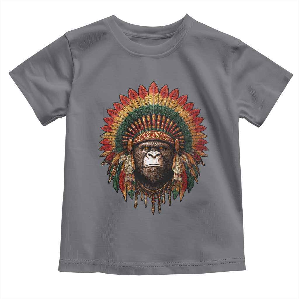 Bigfoot Native American Chief Sasquatch Wearing Headdress Toddler T Shirt - Wonder Print Shop