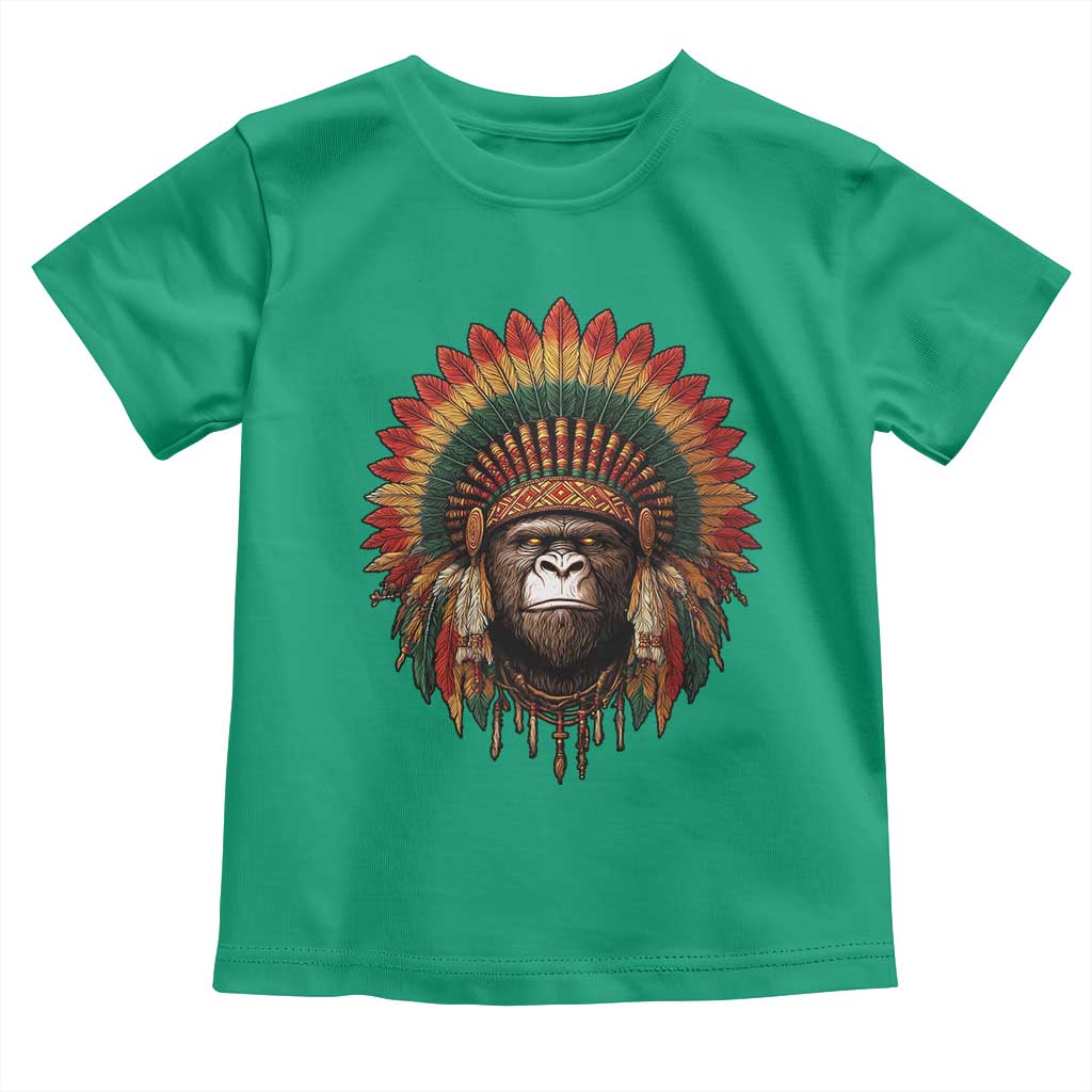 Bigfoot Native American Chief Sasquatch Wearing Headdress Toddler T Shirt - Wonder Print Shop