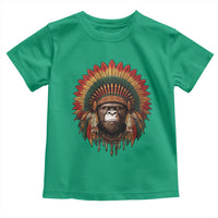 Bigfoot Native American Chief Sasquatch Wearing Headdress Toddler T Shirt - Wonder Print Shop