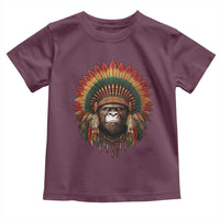Bigfoot Native American Chief Sasquatch Wearing Headdress Toddler T Shirt - Wonder Print Shop