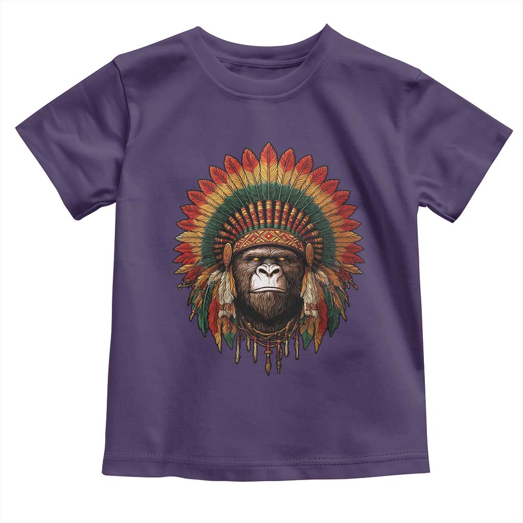 Bigfoot Native American Chief Sasquatch Wearing Headdress Toddler T Shirt - Wonder Print Shop