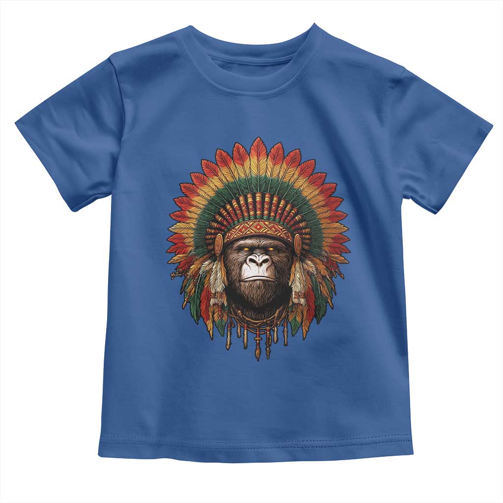 Bigfoot Native American Chief Sasquatch Wearing Headdress Toddler T Shirt - Wonder Print Shop