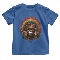 Bigfoot Native American Chief Sasquatch Wearing Headdress Toddler T Shirt - Wonder Print Shop