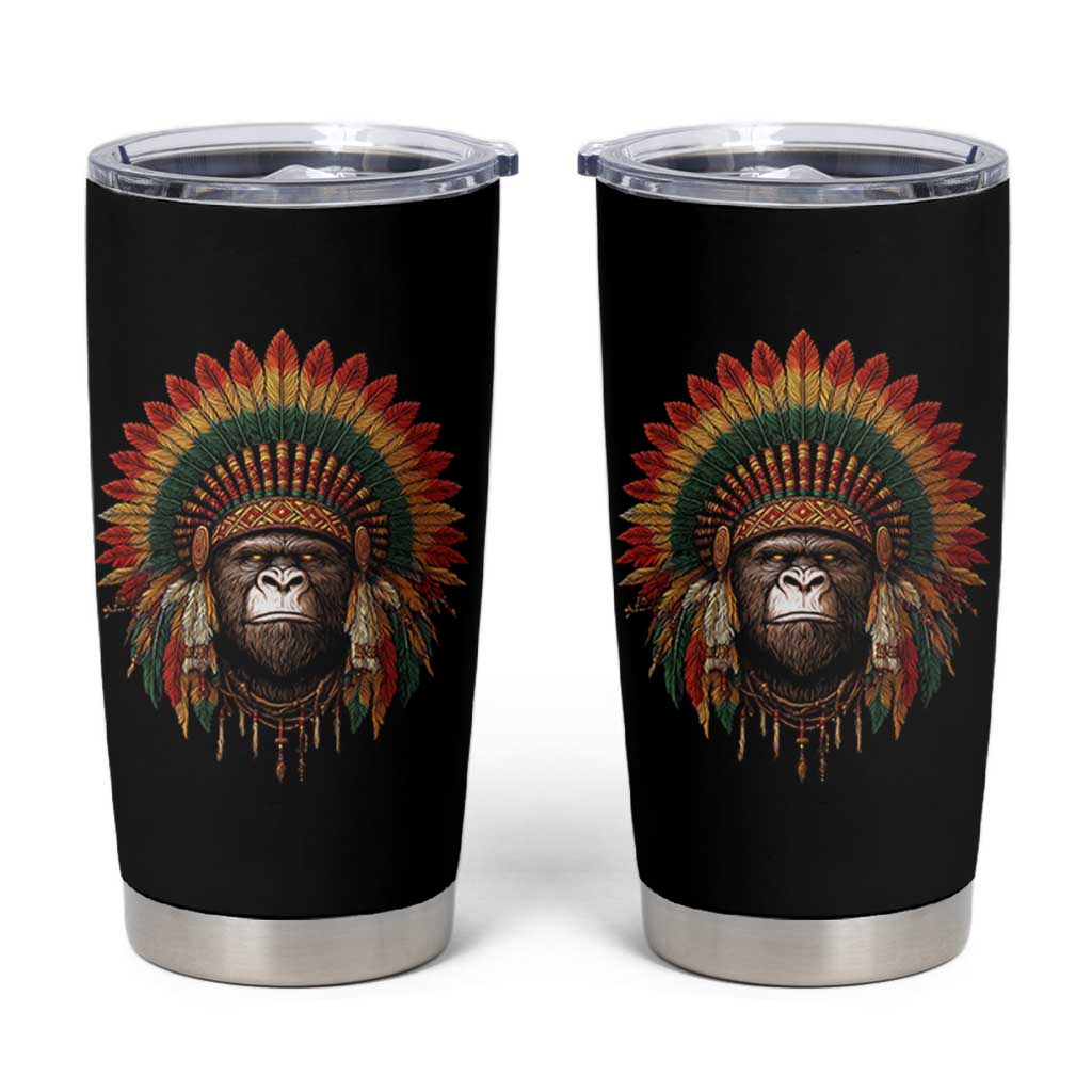 Bigfoot Native American Chief Sasquatch Wearing Headdress Tumbler Cup - Wonder Print Shop