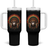 Bigfoot Native American Chief Sasquatch Wearing Headdress Tumbler With Handle - Wonder Print Shop