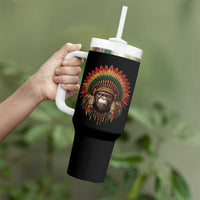 Bigfoot Native American Chief Sasquatch Wearing Headdress Tumbler With Handle - Wonder Print Shop