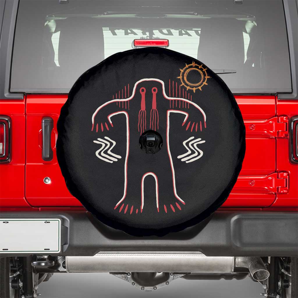 Native American Bigfoot Sasquatch Petroglyph Cave Art Spare Tire Cover - Wonder Print Shop