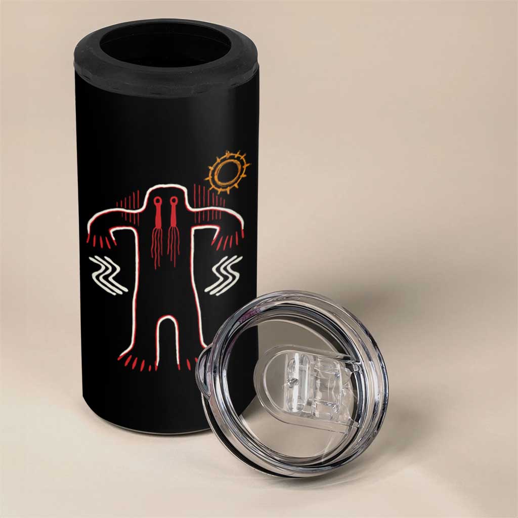 Native American Bigfoot Sasquatch Petroglyph Cave Art 4 in 1 Can Cooler Tumbler - Wonder Print Shop