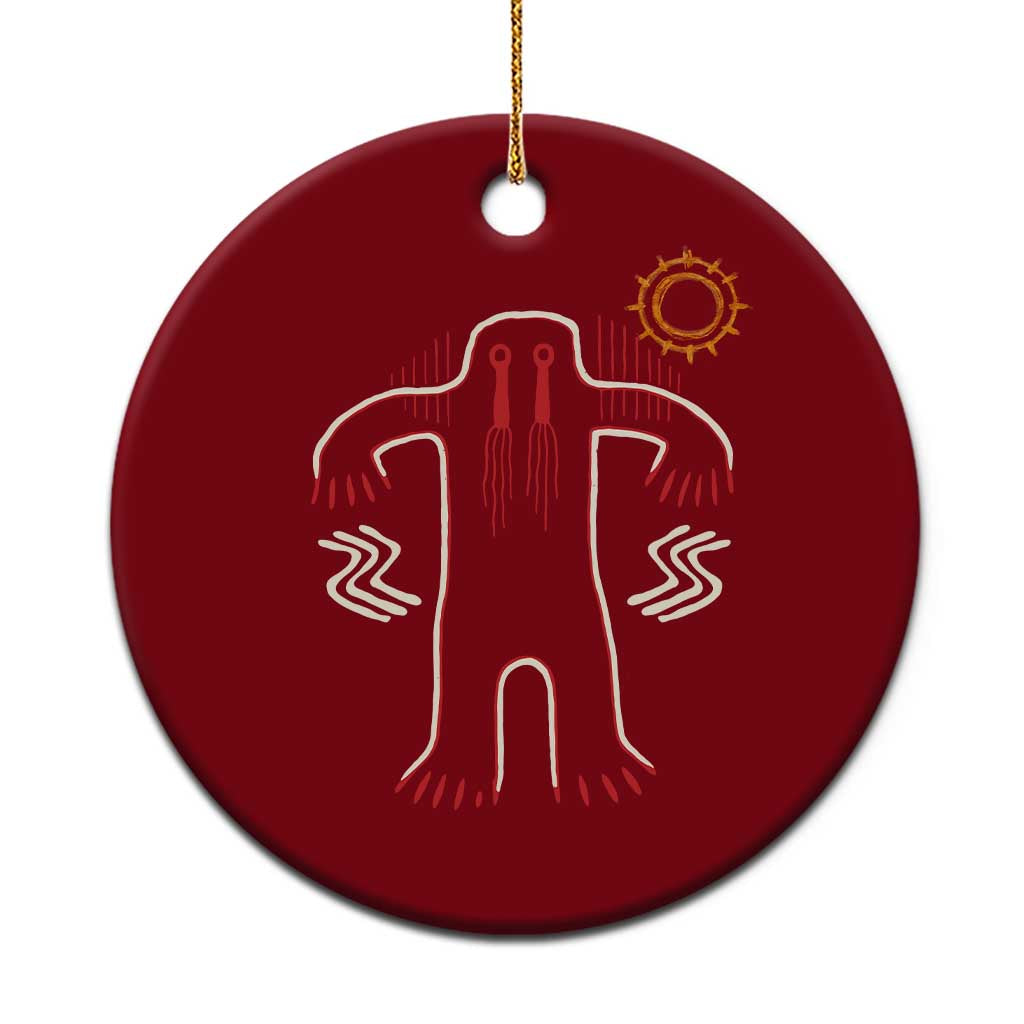 Native American Bigfoot Sasquatch Petroglyph Cave Art Ceramic Ornament