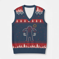 Native American Bigfoot Sasquatch Petroglyph Cave Art V-Neck Knit Sweater Vest - Wonder Print Shop