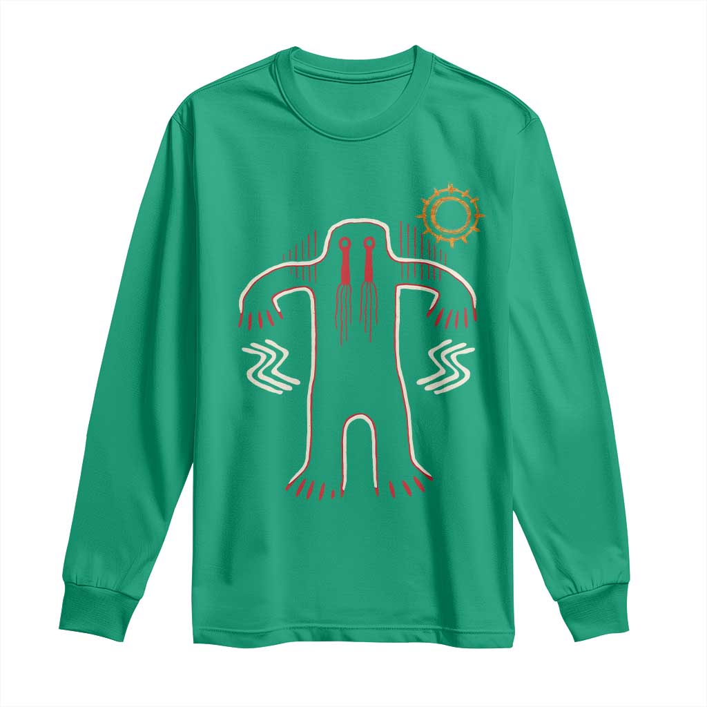 Native American Bigfoot Sasquatch Petroglyph Cave Art Long Sleeve Shirt - Wonder Print Shop