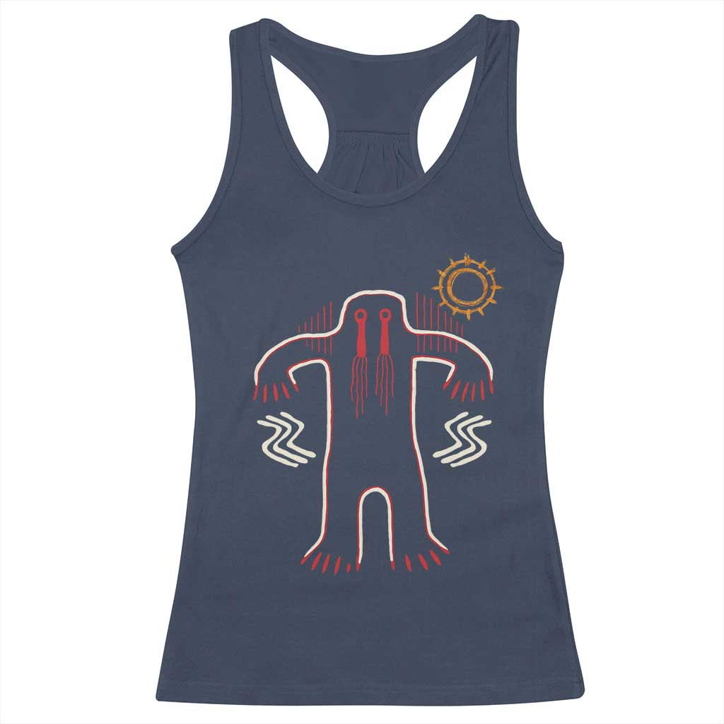 Native American Bigfoot Sasquatch Petroglyph Cave Art Racerback Tank Top - Wonder Print Shop