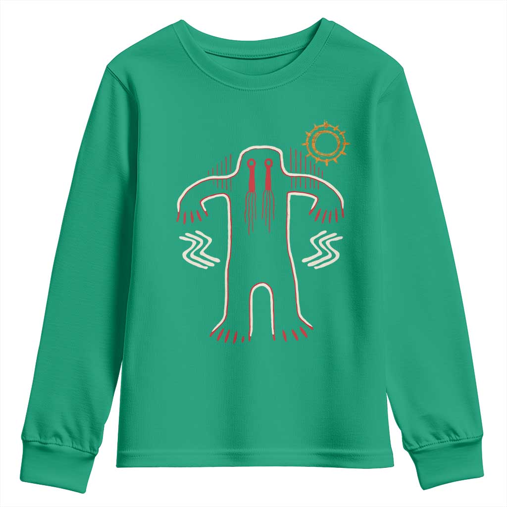 Native American Bigfoot Sasquatch Petroglyph Cave Art Youth Sweatshirt - Wonder Print Shop