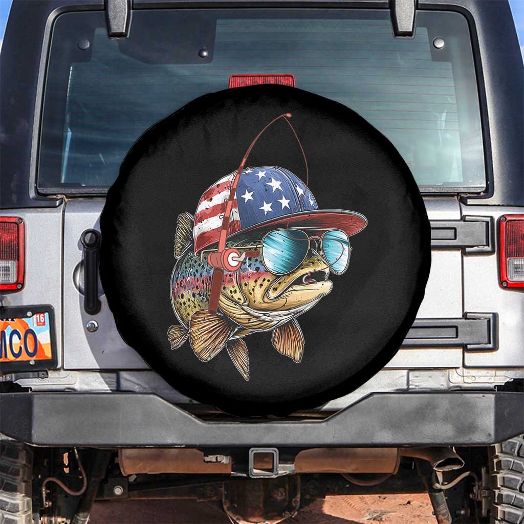 Funny Patriot American Flag Bass Fish Fishing Spare Tire Cover - Wonder Print Shop