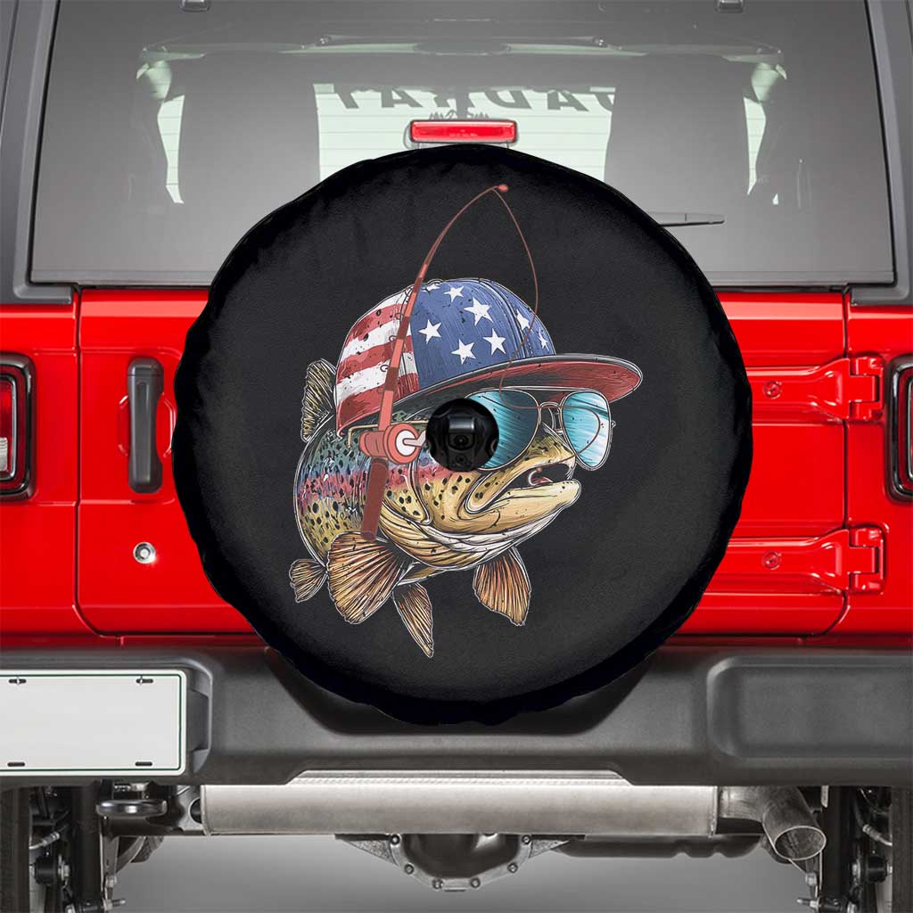 Funny Patriot American Flag Bass Fish Fishing Spare Tire Cover - Wonder Print Shop