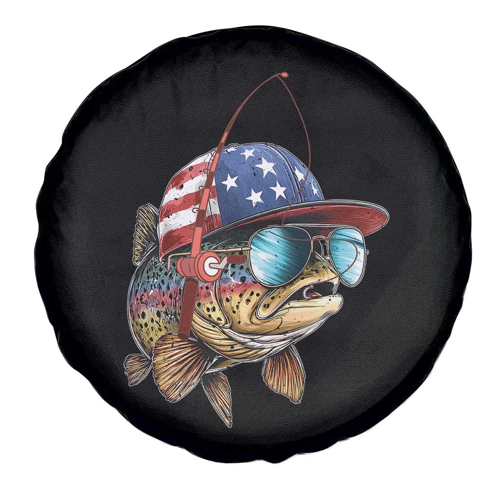 Funny Patriot American Flag Bass Fish Fishing Spare Tire Cover - Wonder Print Shop