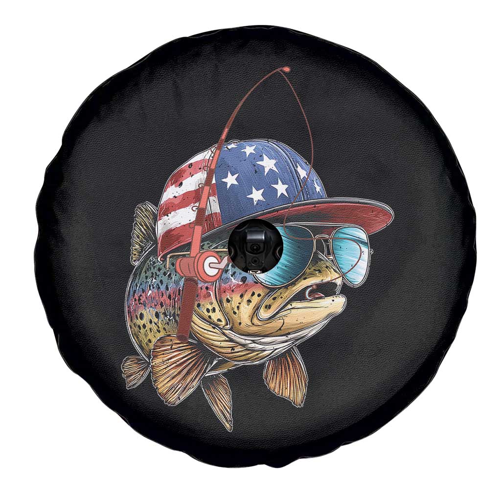 Funny Patriot American Flag Bass Fish Fishing Spare Tire Cover - Wonder Print Shop