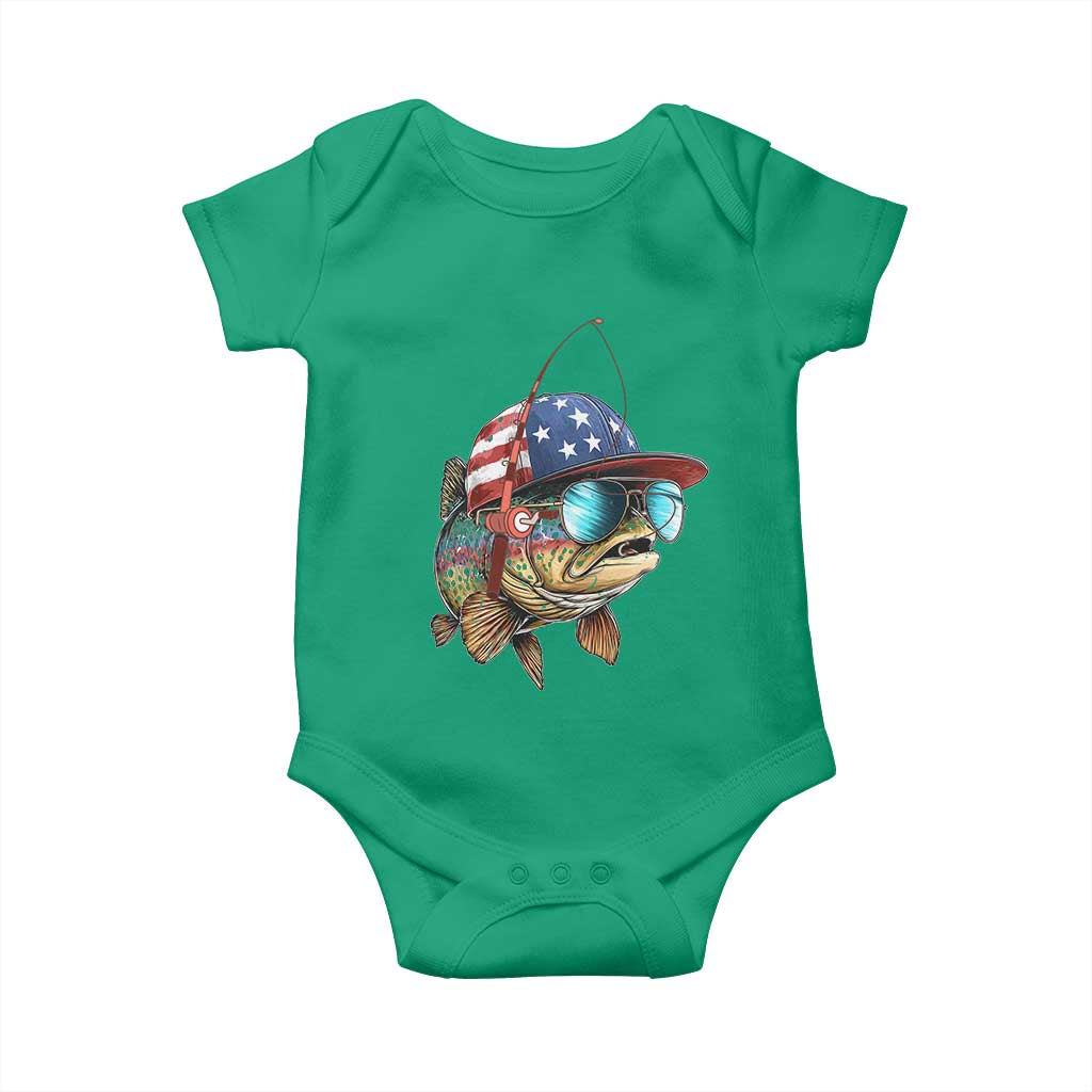 Funny Patriot American Flag Bass Fish Fishing Baby Onesie - Wonder Print Shop