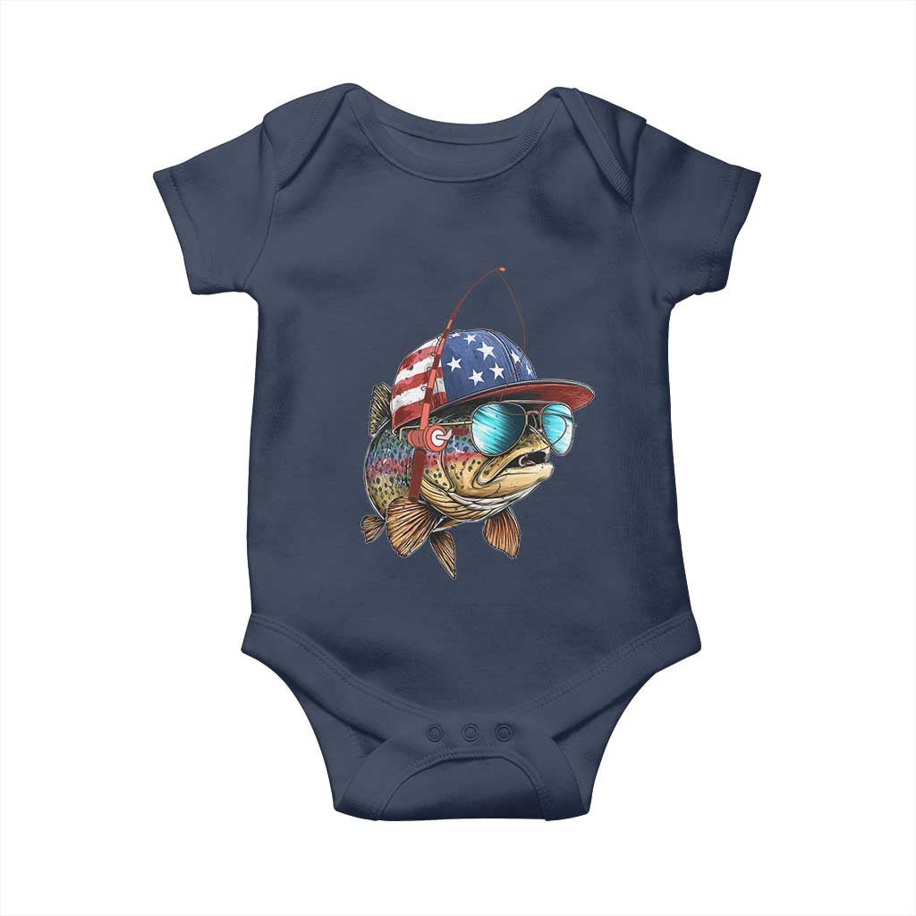 Funny Patriot American Flag Bass Fish Fishing Baby Onesie - Wonder Print Shop