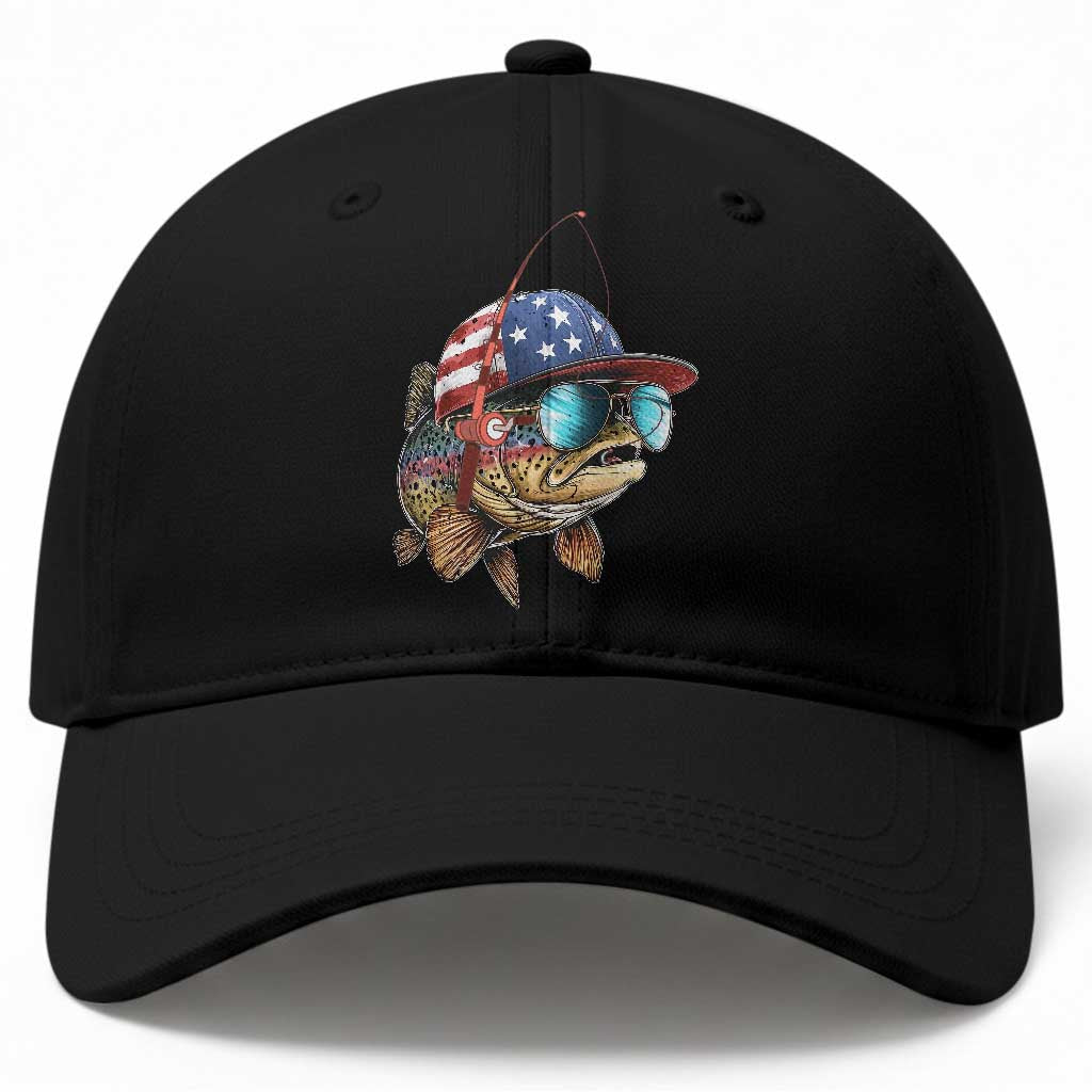 Funny Patriot American Flag Bass Fish Fishing Baseball Cap