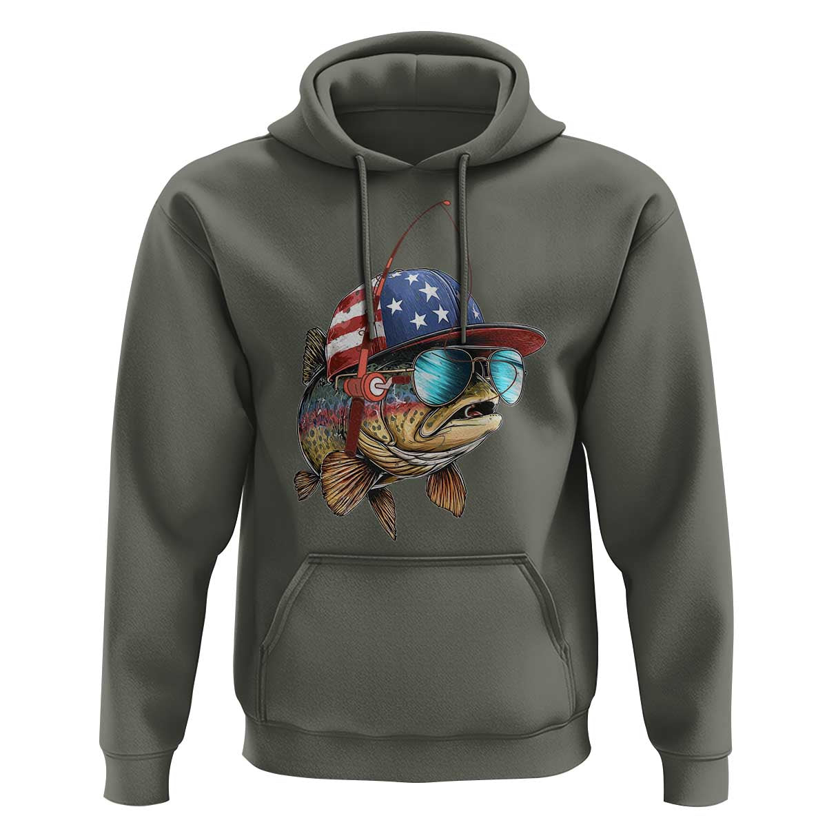 Funny Patriot American Flag Bass Fish Fishing Hoodie - Wonder Print Shop