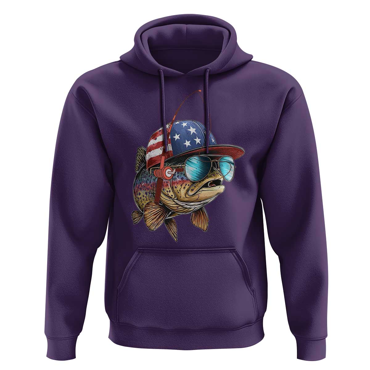 Funny Patriot American Flag Bass Fish Fishing Hoodie - Wonder Print Shop