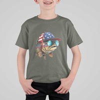 Funny Patriot American Flag Bass Fish Fishing T Shirt For Kid - Wonder Print Shop