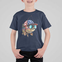 Funny Patriot American Flag Bass Fish Fishing T Shirt For Kid - Wonder Print Shop