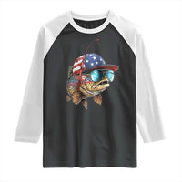 Funny Patriot American Flag Bass Fish Fishing Raglan Shirt - Wonder Print Shop