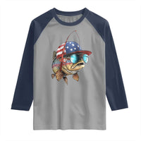 Funny Patriot American Flag Bass Fish Fishing Raglan Shirt - Wonder Print Shop