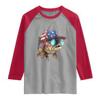 Funny Patriot American Flag Bass Fish Fishing Raglan Shirt - Wonder Print Shop