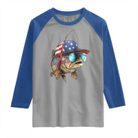Funny Patriot American Flag Bass Fish Fishing Raglan Shirt - Wonder Print Shop