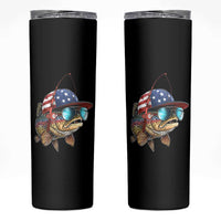 Funny Patriot American Flag Bass Fish Fishing Skinny Tumbler - Wonder Print Shop