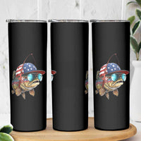 Funny Patriot American Flag Bass Fish Fishing Skinny Tumbler - Wonder Print Shop