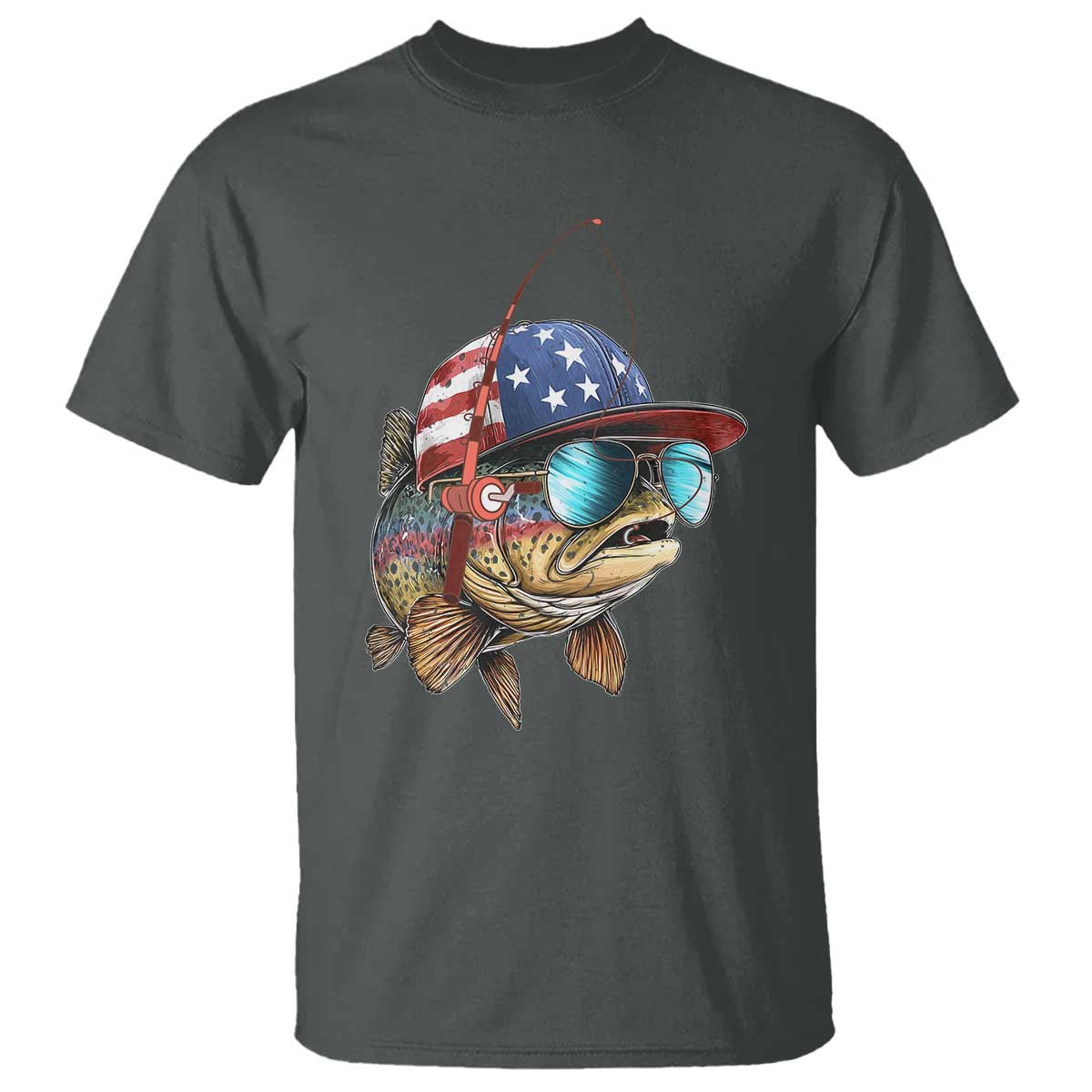 Funny Patriot American Flag Bass Fish Fishing T Shirt - Wonder Print Shop