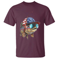 Funny Patriot American Flag Bass Fish Fishing T Shirt - Wonder Print Shop