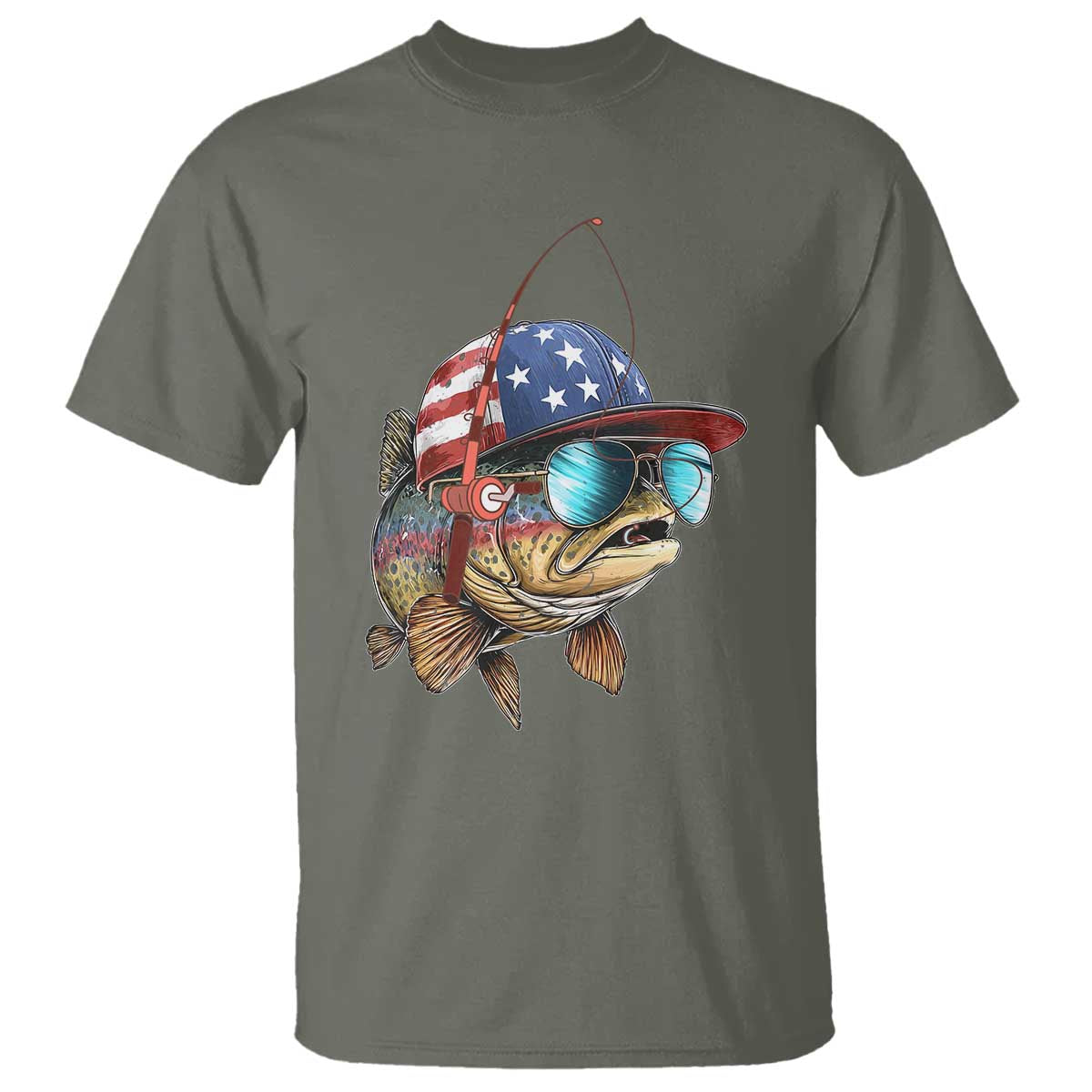 Funny Patriot American Flag Bass Fish Fishing T Shirt - Wonder Print Shop