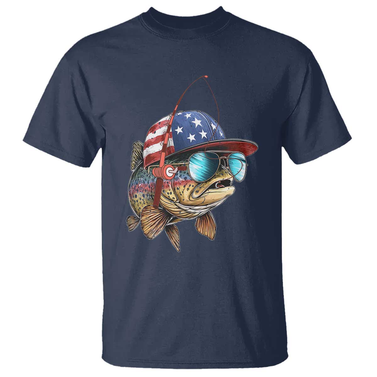 Funny Patriot American Flag Bass Fish Fishing T Shirt - Wonder Print Shop