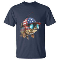 Funny Patriot American Flag Bass Fish Fishing T Shirt - Wonder Print Shop