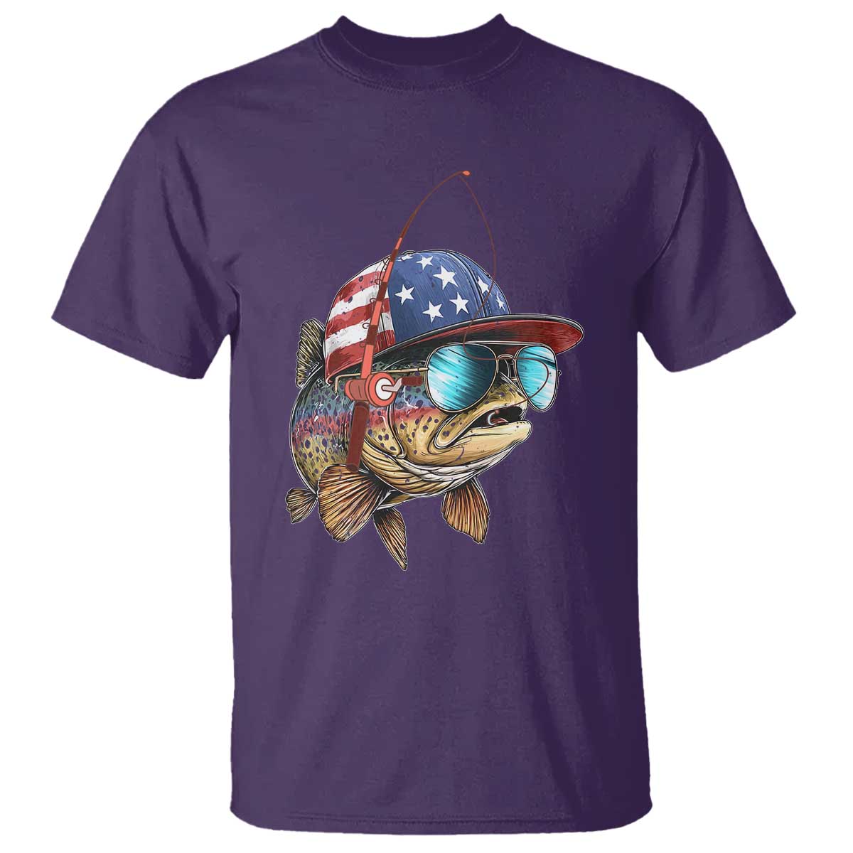 Funny Patriot American Flag Bass Fish Fishing T Shirt - Wonder Print Shop