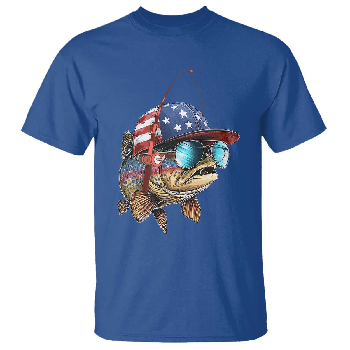 Funny Patriot American Flag Bass Fish Fishing T Shirt - Wonder Print Shop