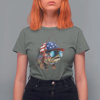 Funny Patriot American Flag Bass Fish Fishing T Shirt For Women - Wonder Print Shop